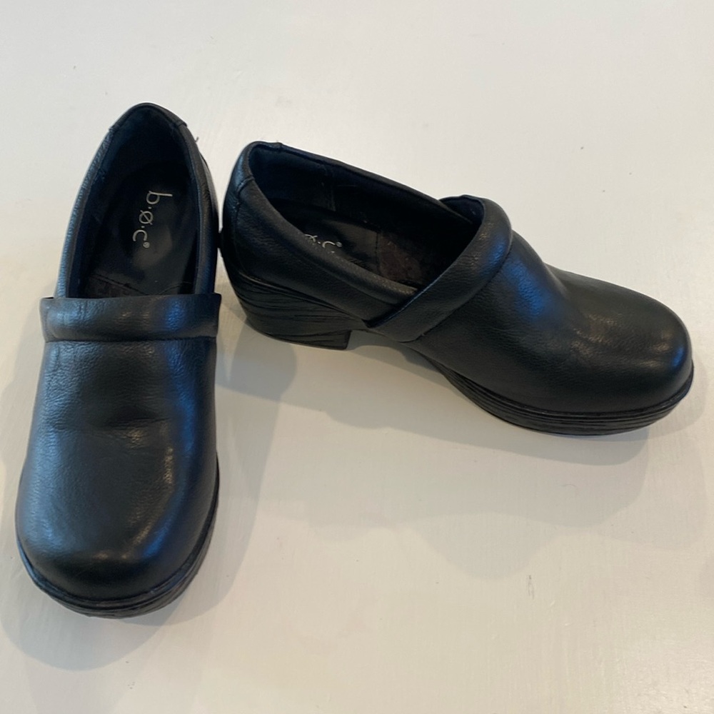 BOC Womens Black Leather Nadiyya slip on clog